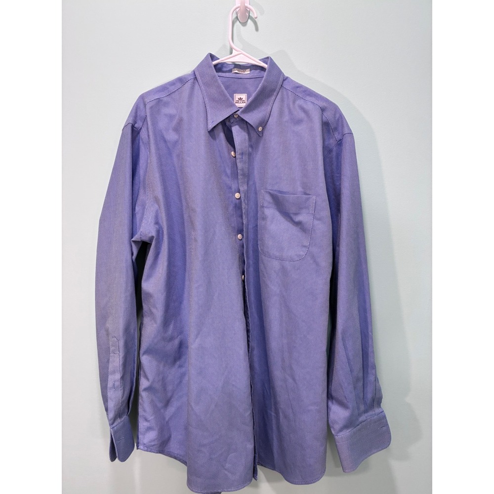 Peter Millar Nanoluxe Easycare Blue Micro Check Cotton Dress Shirt Mens XL